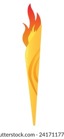Antorcha de inflamación colorida, ilustración vectorial plana aislada sobre fondo blanco. Símbolos de carrera de relevos, victoria en la competencia, campeón o ganador