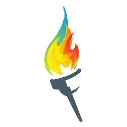 Colorful Flaming Torch Icon Vector