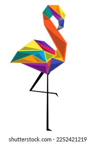 Colorful Flamingo geometric silhouette vector