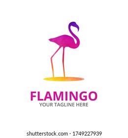Colorful Flamingo Icon Logo Template