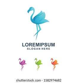 Colorful flamingo logo design premium