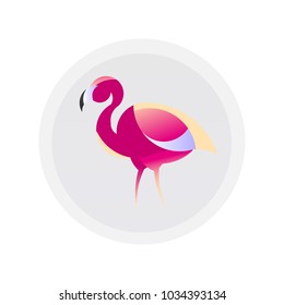 Colorful Flamingo Logo Template. Simple bird Icon. Drawing of animal. Vector illustration. Can use as night club and exotic vacations emblem. Geometric icon design. Minimalistic pictogram.