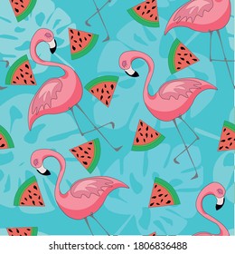 Colorful flamingo pattern in trendy style. Vector background.