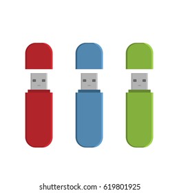Colorful Flash drive USB memory sticks isolated over white background