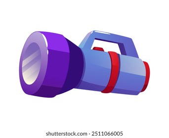 Colorful flashlight flat vector illustration with purple and blue hues This uniquely designed flashlight embodies modern design principles with a playful aesthetic great for various digital projects