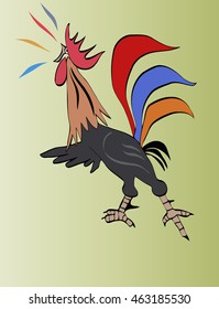 colorful flashy colored cock on a light background