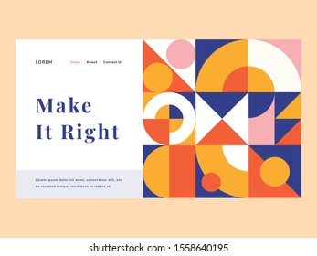 Colorful Flat Abstract Geometric Landing Page Web Design