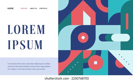 Colorful Flat Abstract Geometric Landing Page Web Design