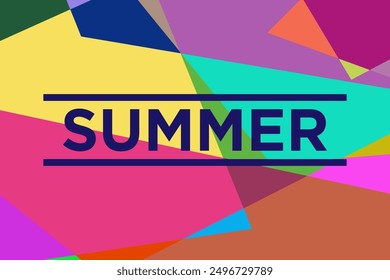 Colorful flat abstract geometric psychedelic pop art poster background for summer design