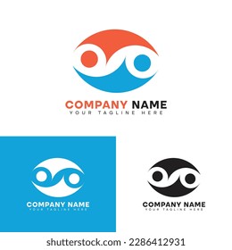 diseño colorido de logotipo de rostro humano abstracto y plano.