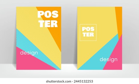 colorful flat abstract poster background design set with happy color. vector illustration