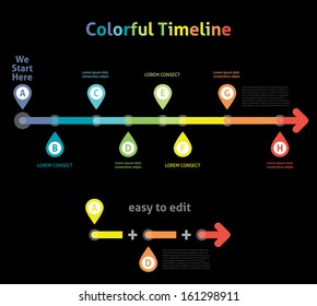 Colorful Flat Arrow Timeline Template - EPS10 Vector Illustration