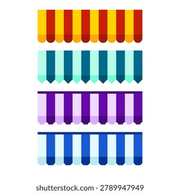 Colorful Flat Awning Canopy Set Collection Isolated on White Background