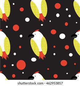 Colorful flat bird seamless pattern. Good for design,background,textile,card,print.