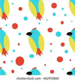 Colorful flat bird seamless pattern. Good for design,background,textile,card,print.