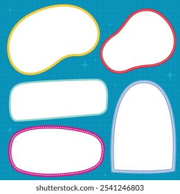 Colorful Flat box frame collection on blue grid lines background