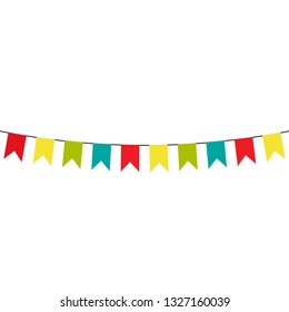 colorful flat buntings garlands, flags. Celebration decor.