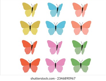 colorful flat butterfly design hand drawn
