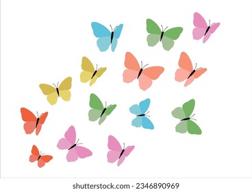 colorful flat butterfly design hand drawn