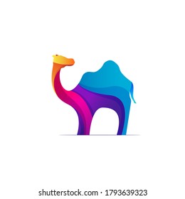 Diseño de logotipo de camello plano y colorido