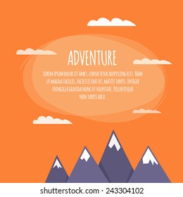 Colorful flat cartoon vector background. Quality design illustrations, elements and concept. Adventure.