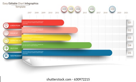 Colorful flat chart, graph. Simply editable. Infographics elements.