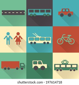 Colorful flat city elements with shades for creating your own map. Easy to edit and recolor - vector object are separated in layers. Map elements for your pattern, web site or other type of design.