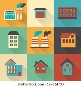 Colorful flat city elements with shades for creating your own map. Easy to edit and recolor - vector object are separated in layers. Map elements for your pattern, web site or other type of design.