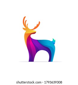 Colorful flat deer logo design