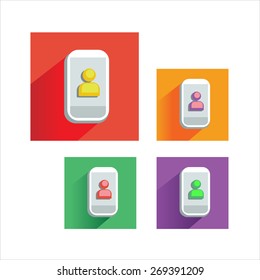 Colorful Flat design button Phone with long shadow