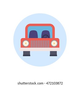 Colorful Flat Design Car Icon. Vector illustration