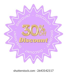 Colorful Flat Design Discount Banner for 30 Off Limited Time Offer Marketing Graphic Vector Sale Tag for Shopping Clearance Price Cut Promotion Business Ecommerce Retail Special Sale