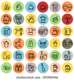 Colorful flat design Drink icons vector