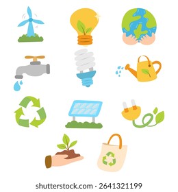 Colorful Flat Design Eco and Environmental Concept Illustration Collection