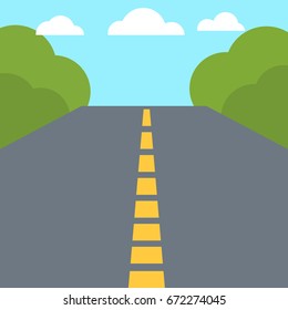 Colorful Flat design Empty Road. Vector illustration