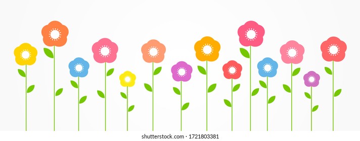 Colorful flat design flowers growing. Vector illustration.