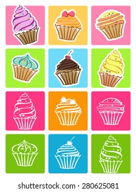 Colorful flat design icons. Template elements for web and mobile applications