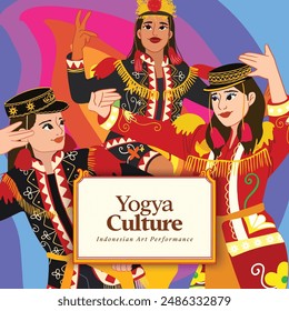 Colorido diseño plano ilustración cultura indonesia danza angguk