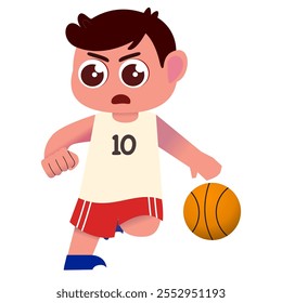 A colorful flat design of kids practicing basketball, full of energy and teamwork. Perfect for children’s books, sports themes, educational materials, and more. Fun, vibrant, and versatile