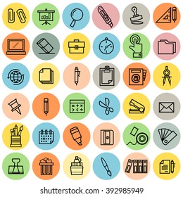 Colorful flat design office icons vector.