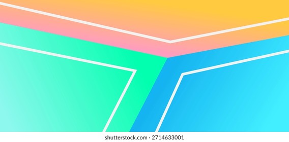 Diseño plano colorido para un fondo de concepto de verano con líneas blancas. Anuncio abstracto fresco en naranja, azul y cian. Ideal para publicidad digital y ventas de vacaciones. Diseño orientado a la juventud.