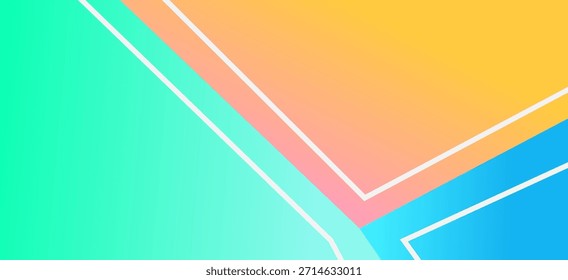 Diseño plano colorido para un fondo de concepto de verano con líneas blancas. Anuncio abstracto fresco en naranja, azul y cian. Ideal para publicidad digital y ventas de vacaciones. Diseño orientado a la juventud.