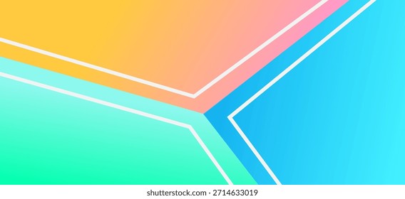Diseño plano colorido para un fondo de concepto de verano con líneas blancas. Anuncio abstracto fresco en naranja, azul y cian. Ideal para publicidad digital y ventas de vacaciones. Diseño orientado a la juventud.
