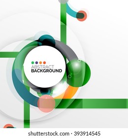 Colorful flat design vector abstract background. Swirl and circle shaped lines on white. Geometrical futuristic template with light effects Colorful flat design vector abstract background. Swirl and circle shaped lines on white. Geometrical futuristic template with light effects