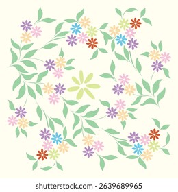 Colorful flat floral vector design 