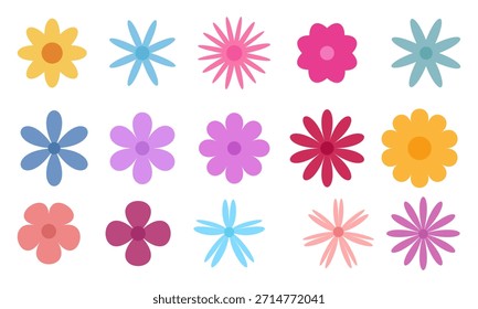 Colorful Flat Flower Elements Collection