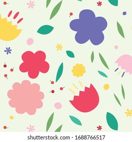Colorful Flat Flower Pattern, vector, Illustration,