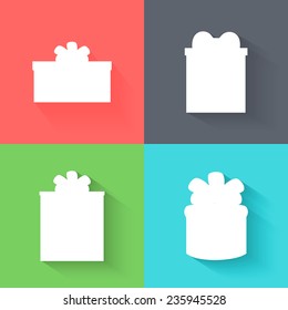 Colorful flat gift set icons concept. 