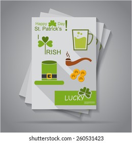 Colorful flat Happy St. Patrick's Day flyer / brochure design,eps10 Vector.