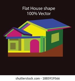 Farbiger Flachhaus-Perspektive Vektordesign adobe Illustrator.
